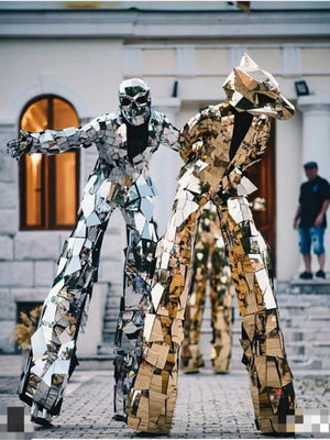 Mesmerizing Custom Mirror Face Stilt Costume for Unforgettable Parade Experiences - Très Elite