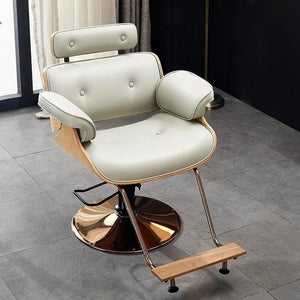 Chic Walnut Leather Adjustable Salon Styling Chair - Très Elite