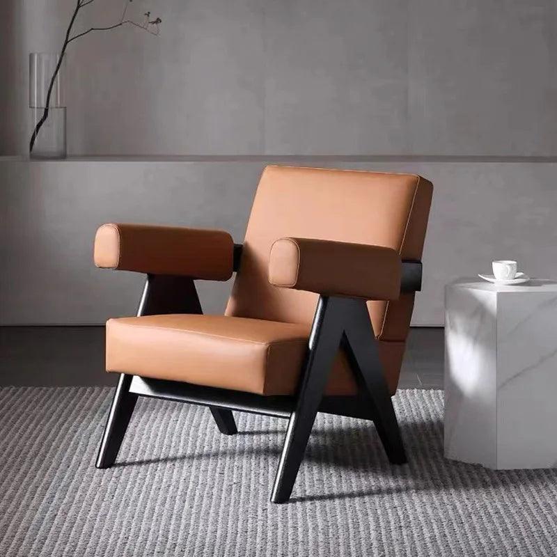 Nordic Luxury Leather Lounge Chair - Unwind in Stylish Comfort