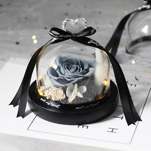 Exclusive Rose in Glass Dome with Lights Real Eternal Rose Beauty And The Beast Preserved Rose Mother&#39;s day gift Wedding-Home Décor›Flower & Plants›Everlasting & Preserved Fresh Flowers›Dried & Preserved Flora›Everlasting Flowers-Très Elite-grey-Très Elite