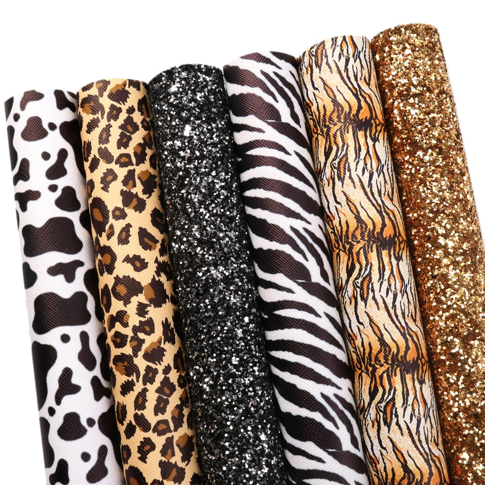 20*33cm Leopard Theme Assorted Material Faux Leather Vinyl Leatherette Clothing Upholstery DIY Earring Bows Accessories,1Yc12929