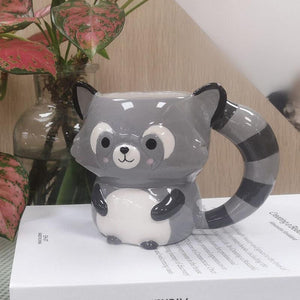 Hand-painted Cute 3D Little Raccoon Expression Mug-Kitchen & Dining›Tabletop›Glassware & Drinkware›Cups, Mugs & Saucers›Coffee & Latte Mugs-Très Elite-Très Elite
