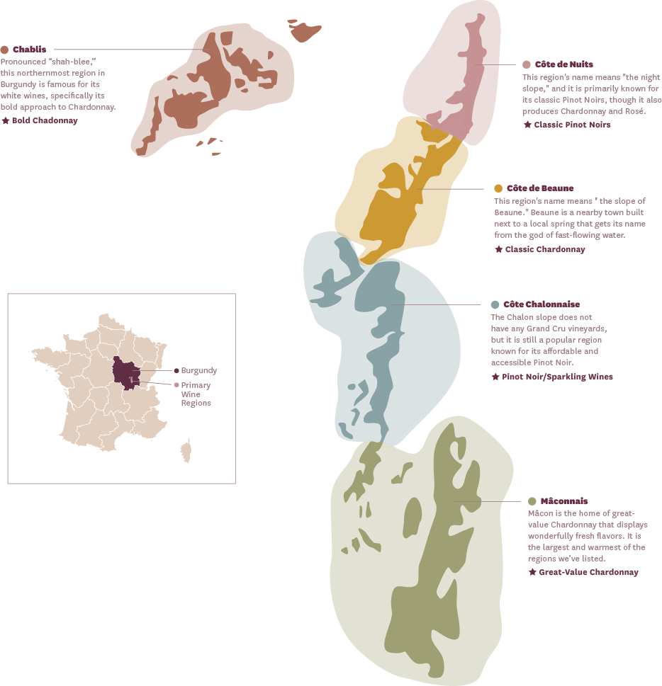 Burgundy Wine Regions, Map