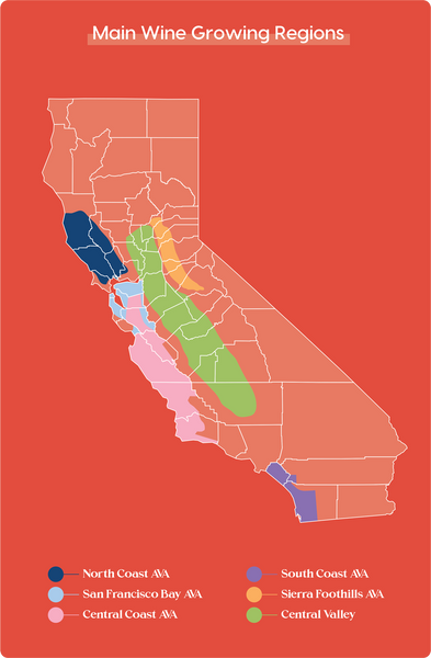 Map of California Wine Growing Regions
