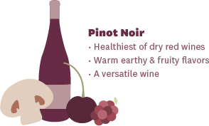 Dry Red Wines: Pinot Noir tasting guide and flavor notes infographic