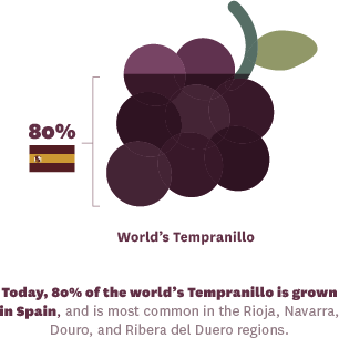 Today, 80% of the world's Tempranillo is grown in Spain