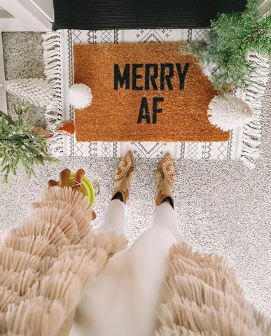 MERRY AF Funny Christmas Doormat