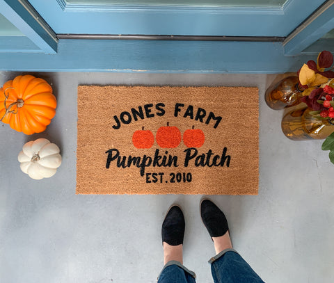 Custom Last Name Pumpkin doormat 