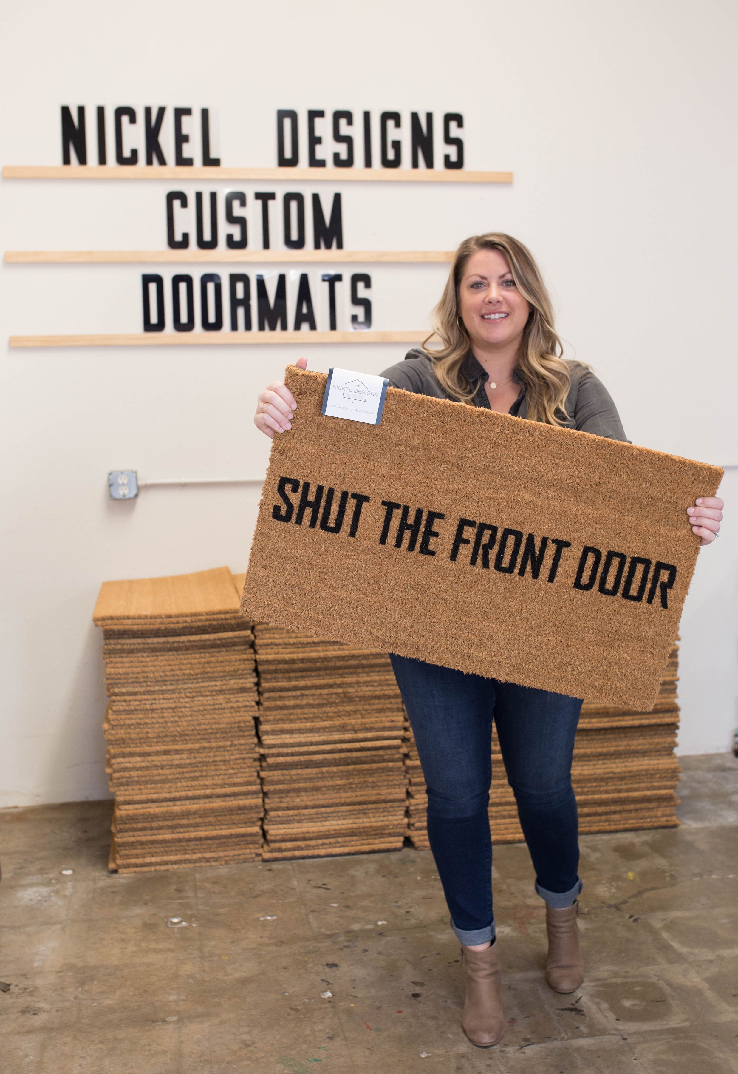 Funny Doormat, Shut the Front Door Doormat, Custom Welcome Mat