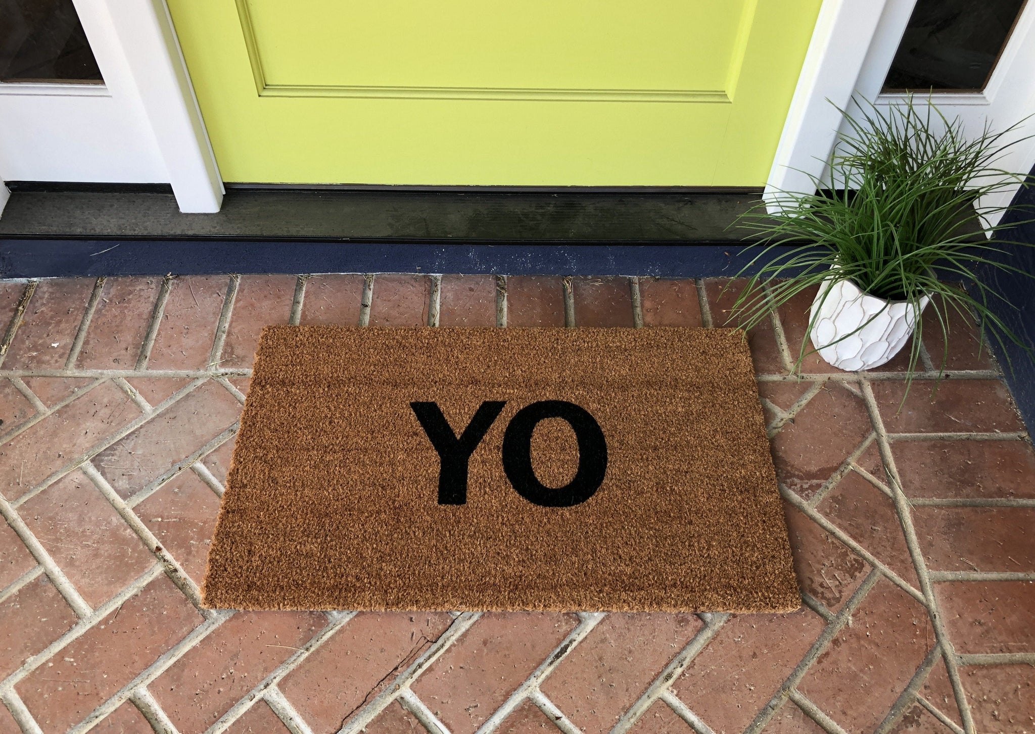 Modern YO Outdoor Doormat – Nickel Designs Custom Doormats