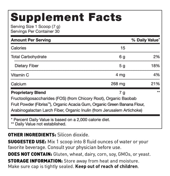 Prebiotic Fiber Complete supplement facts