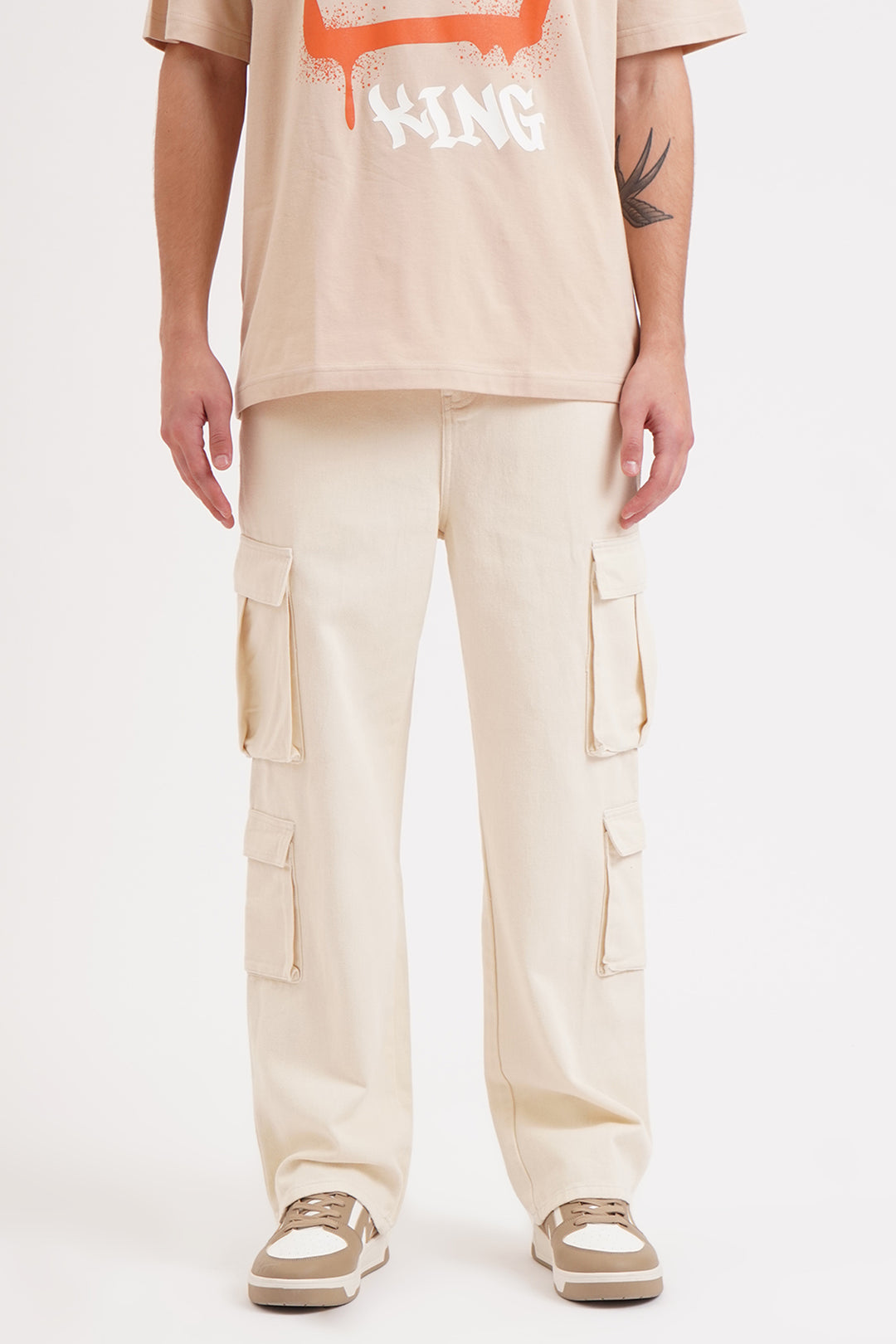 Straight Fit White Cargo Jeans – PENSHOPPE