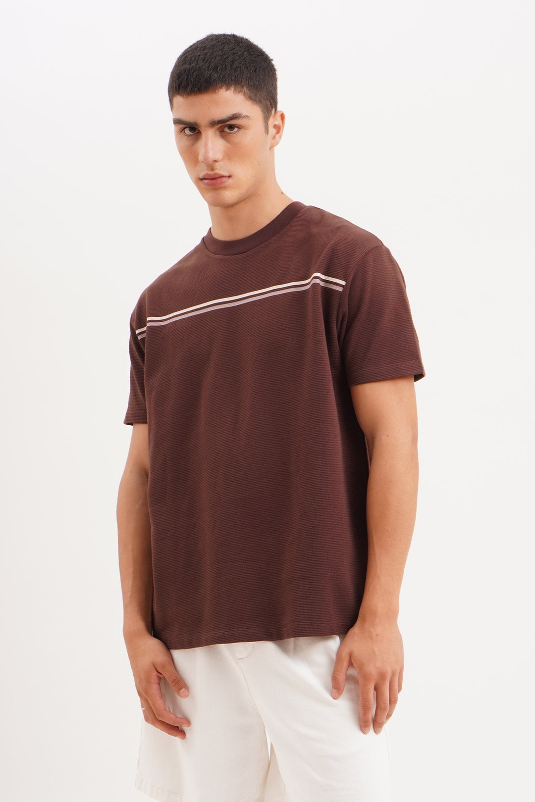 Penshoppe Semi Fit Tshirt With Striped Pocket For Men (Dark Gray)