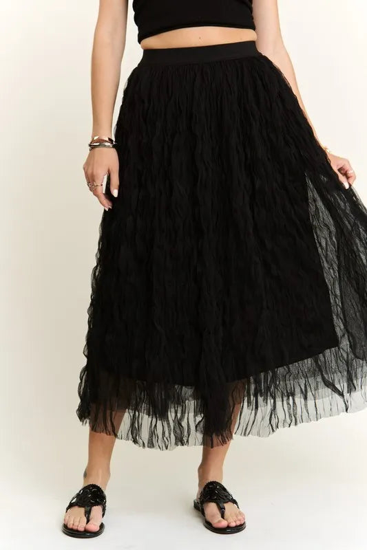 ADORA Elastic Waist Cloud Fluffy Maxi Skirt