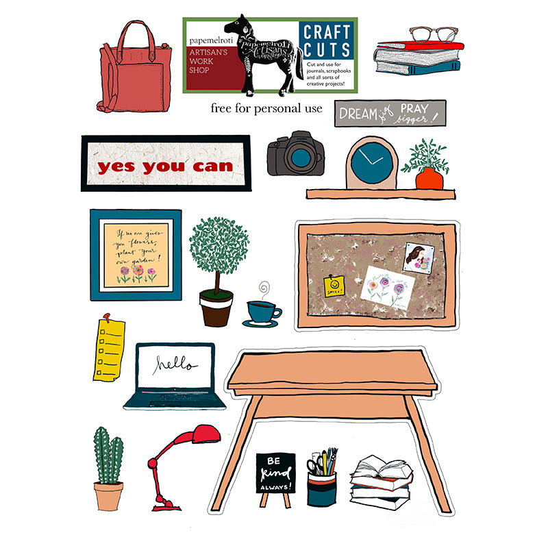 Work Desk Printable Craft Cuts Digital Download papemelroti