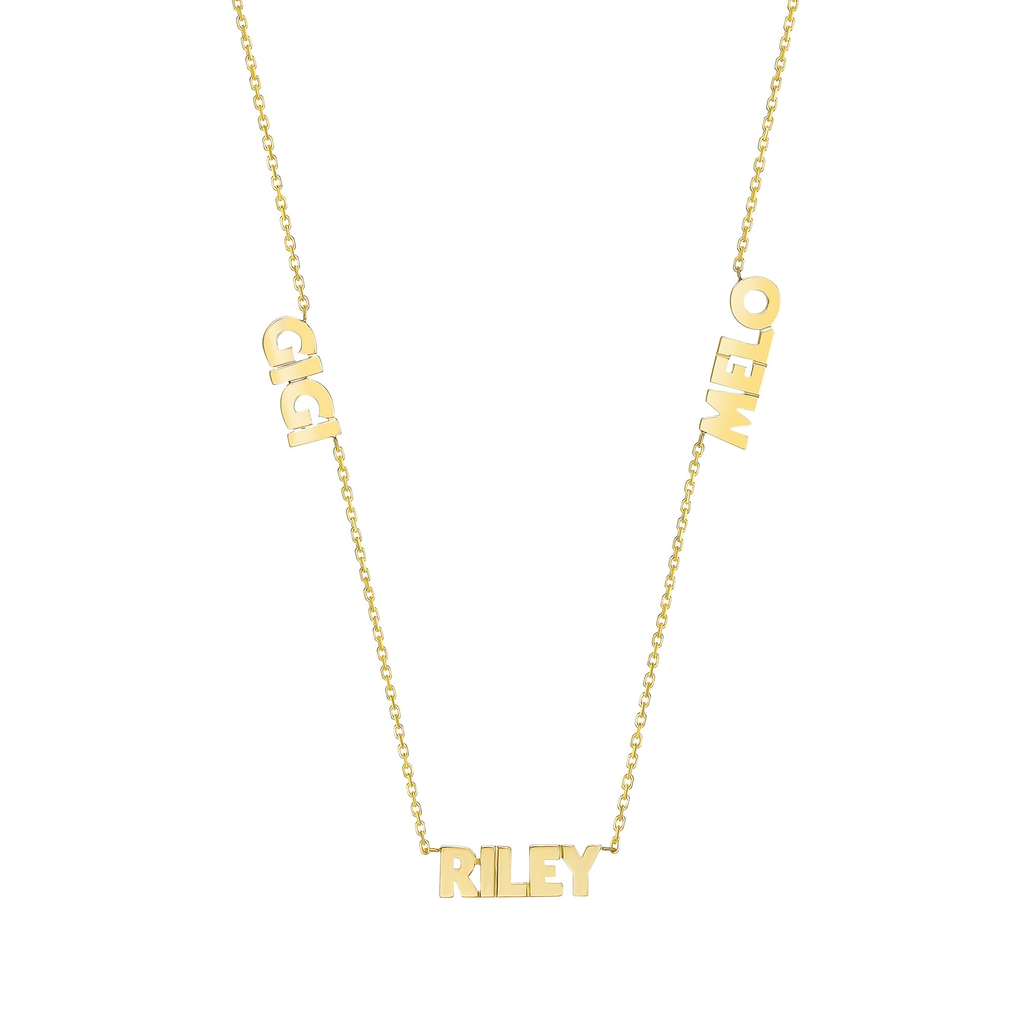 Multi Names - 14K Gold Personalized Uppercase Multi Name Necklace ...