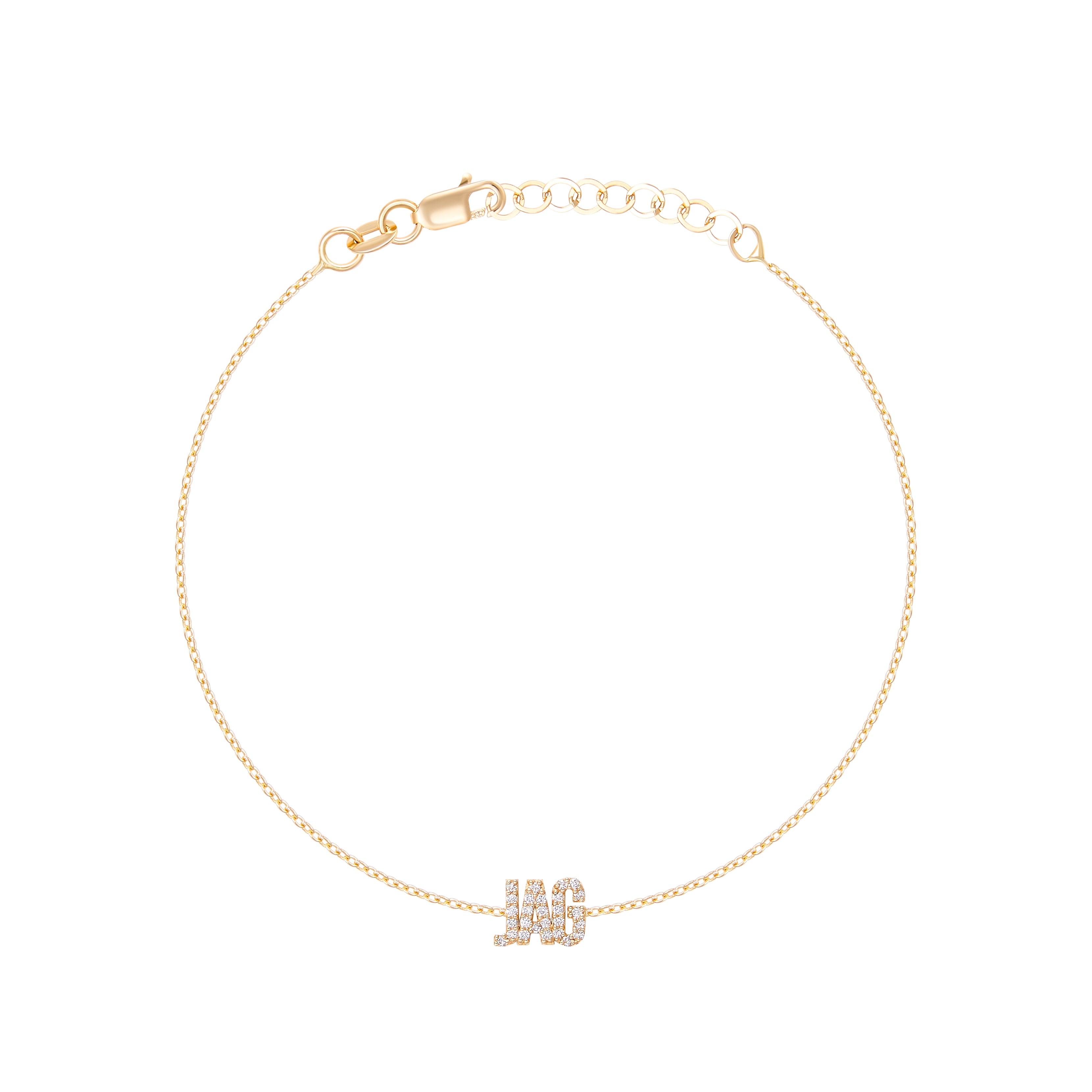 Letter K Bracelet in 14K White Gold, X-Small (6 + 0.5 Extender)