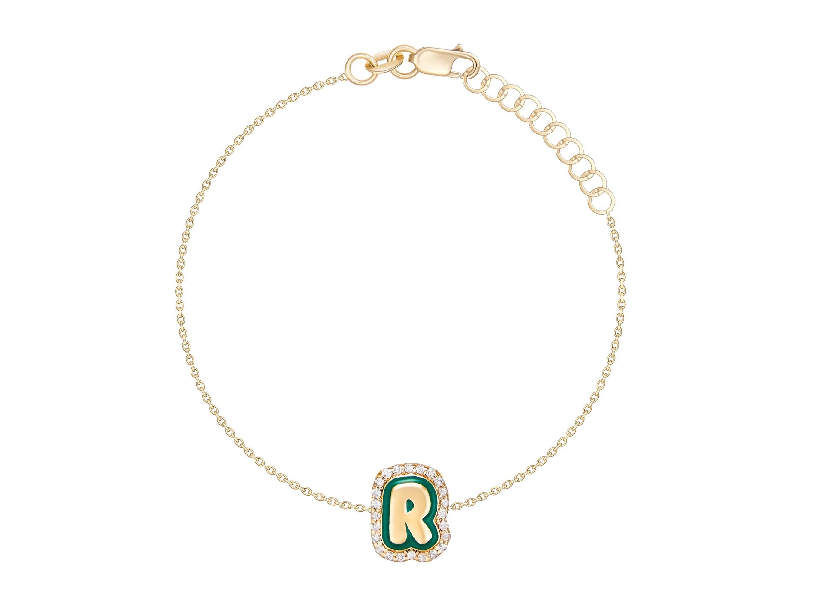 Initial Enamel Bubble Letter Bracelet– Valerie Nahmani Designs