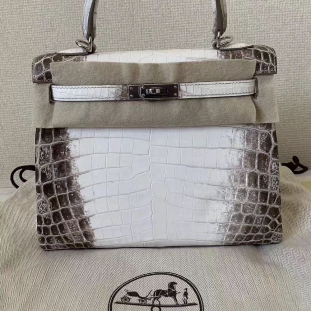 Hermès Kelly 25 Himalaya Crocodile Niloticus Matte Palladium Hardware ...