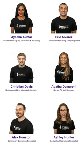 Six team members wearing black t-shirts on Epilepsy Foundation Of Greater Chicago website