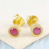 Gold And Rose Gold Ruby Birthstone Stud Earrings
