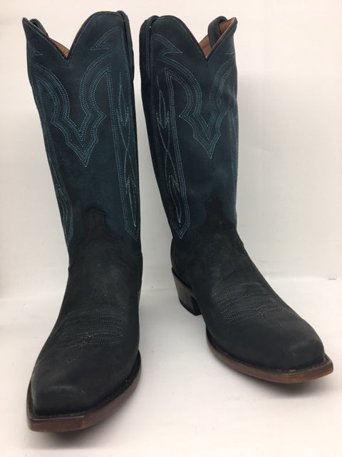 Lucchese - M3435.74 Black Suede/Blue Cowhide