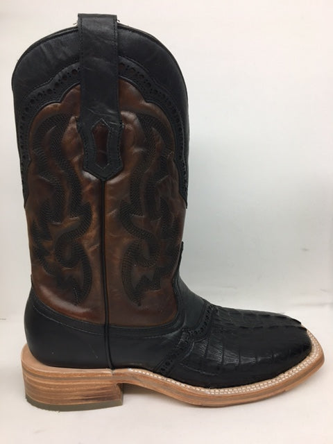 Corral - A4282 Black Caiman & Overlay Wide Square Toe