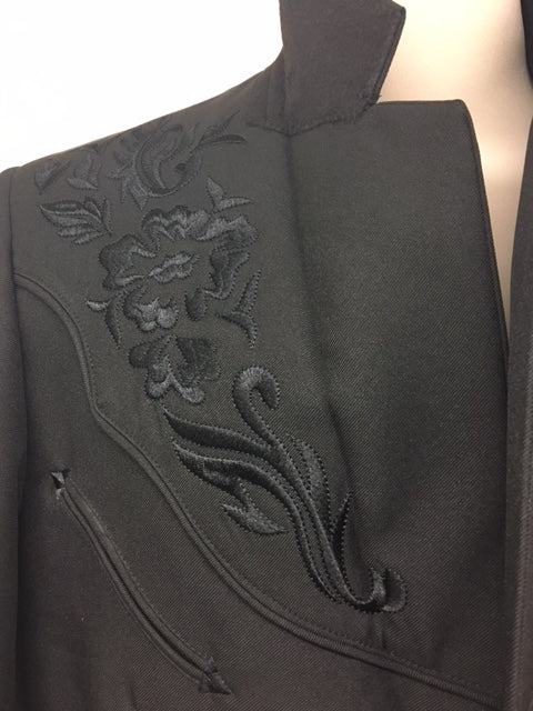 Scully - #P-733 Floral Tonal Embroidered Black Blazer in