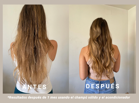 cabello sano antes y después de tratamiento