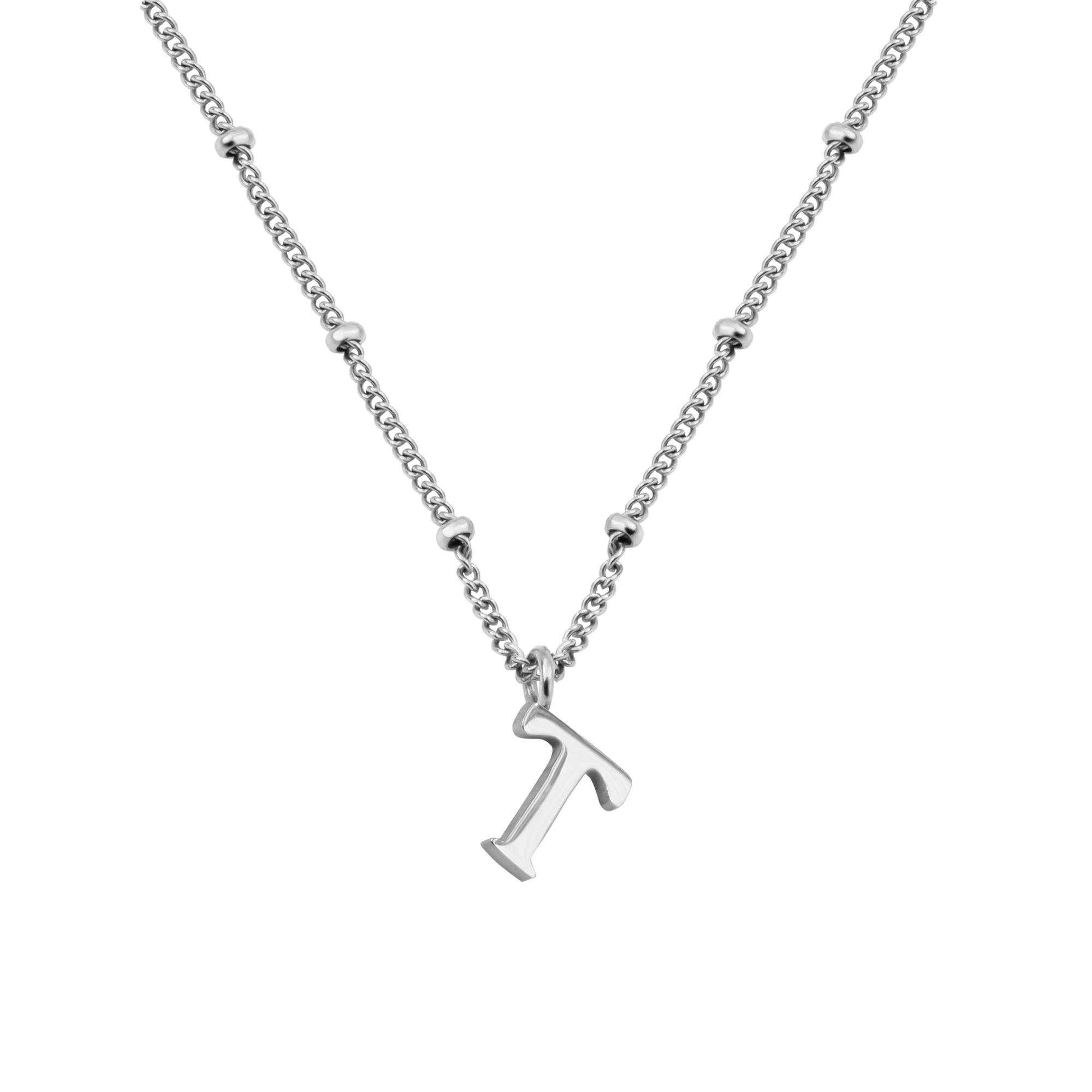 Serif Letter Necklace T Silber