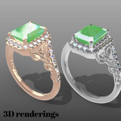 personalize engagement ring 3D renderings