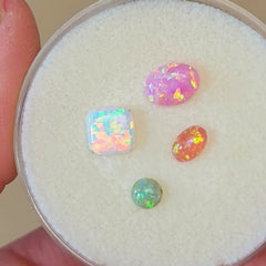 synthetic gilson opals, multicolored gemstones
