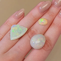 White opal cabochon gemstones