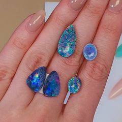 opal doublets, triplets and mosaic, mad made gemstones