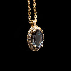 alexandrite and diamond oval cut necklace