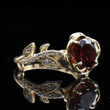 Garnet and Gold engagement ring