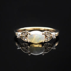 custom opal and diamond engagement ring vintage style