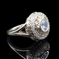 diamond coin ring with elaborate pattern