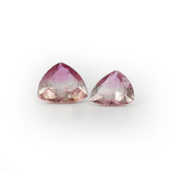Bi-colored pink tourmaline trillions gemstone
