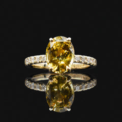 yellow sapphire ashes cremation ring pet loss dog fur baby diamonds pave