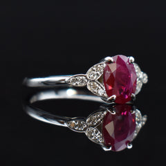 Ruby and diamond art deco engagement ring