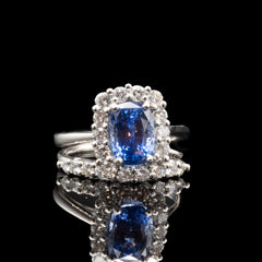 3ct sapphire bridal set in platinum