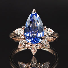 unheated 3ct sapphire engagement ring pear cut