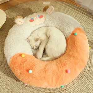 Round Indoor Warm Dogs Soft Mat Cats Sleeping Bed Sofa - ADIDOG.PET