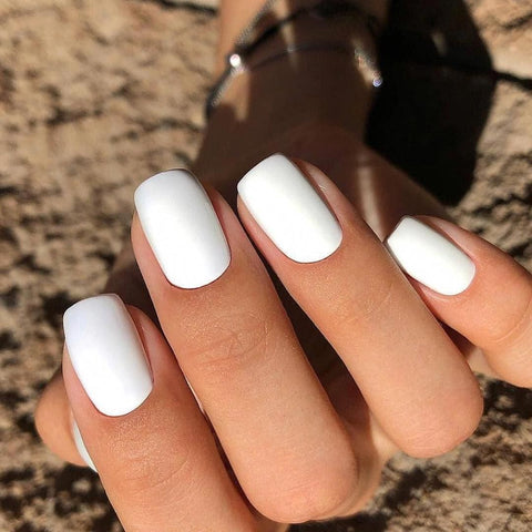 Artificial Nail Matte White False Nails Ballerina Tips Press On Nail Faux  Ongles | eBay