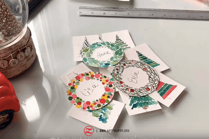 DIY watercolour Christmas tags