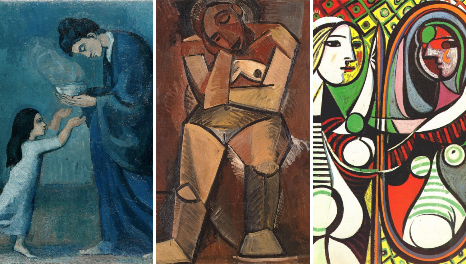 Pablo Picasso paintings: blue period, african period, surrealist period