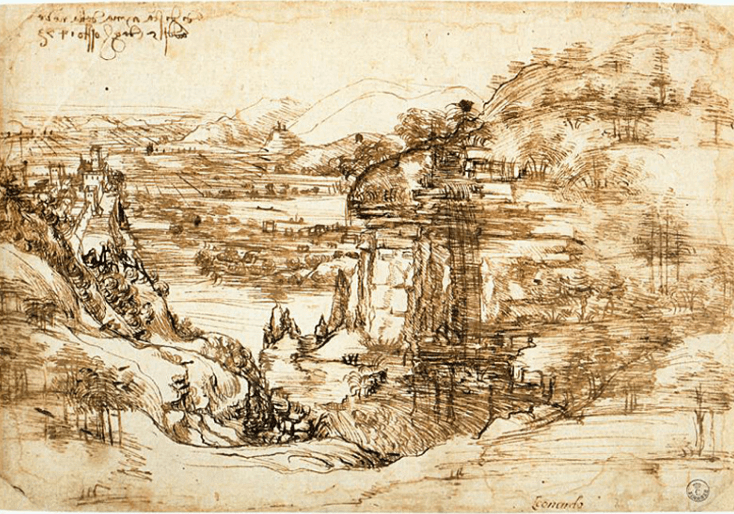 Da Vinci Landscape of Arno Valley