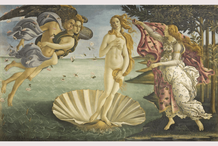 Blue art - The Birth of Venus, Sandro Botticelli, Tempera on Panel, 1483-1485