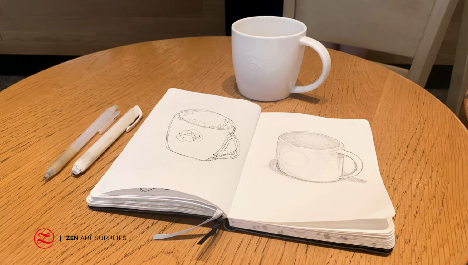Drawing a mug, two ways: continuous line drawing and sketching with accuracy